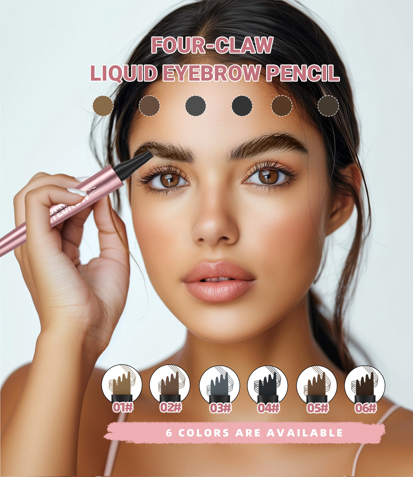 Pureyan New Waterproof Micro-Fork Eyebrow Pencil, Long-Lasting Brow Pen for Natural Hair-Like Strokes
