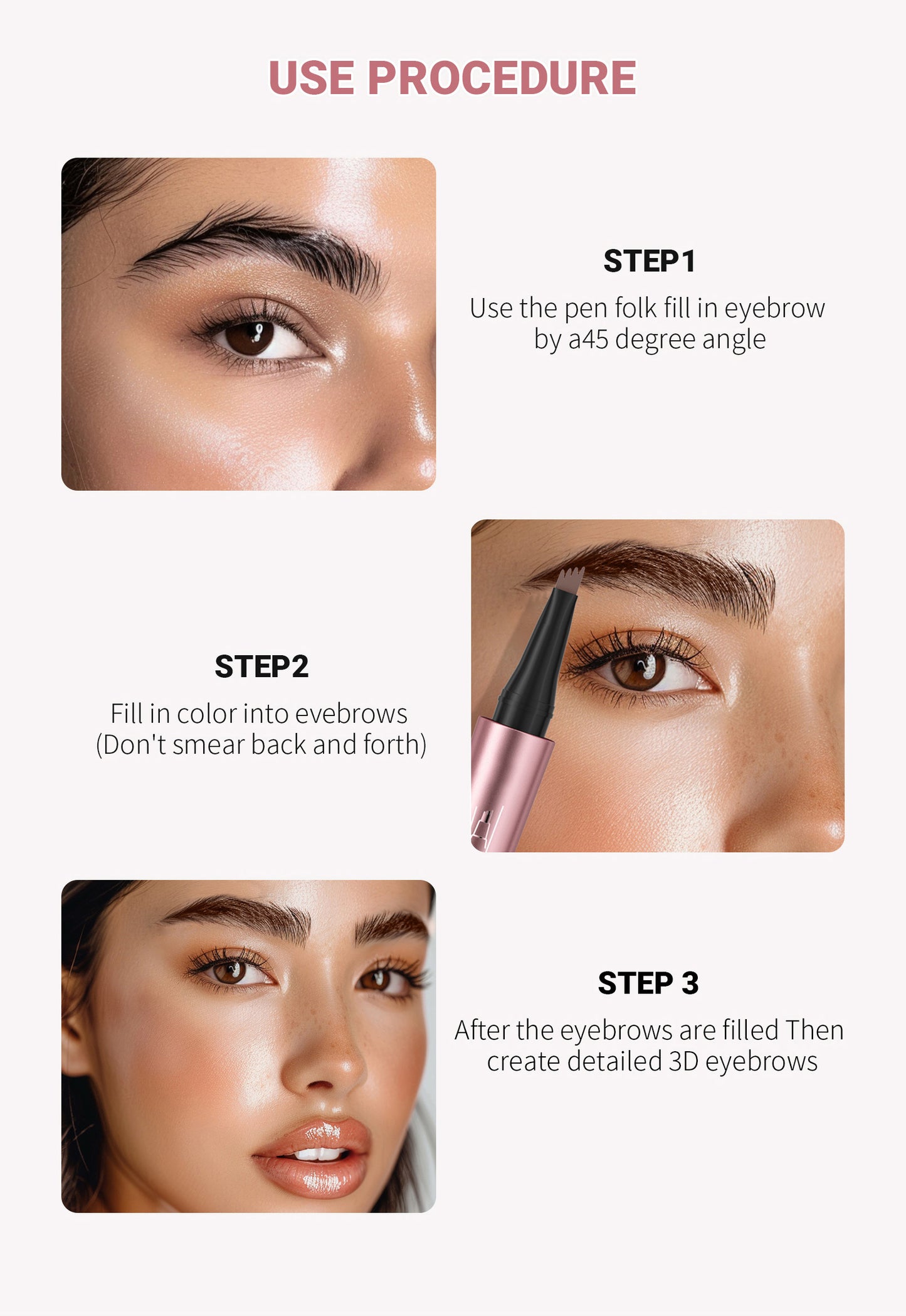 Pureyan New Waterproof Micro-Fork Eyebrow Pencil, Long-Lasting Brow Pen for Natural Hair-Like Strokes