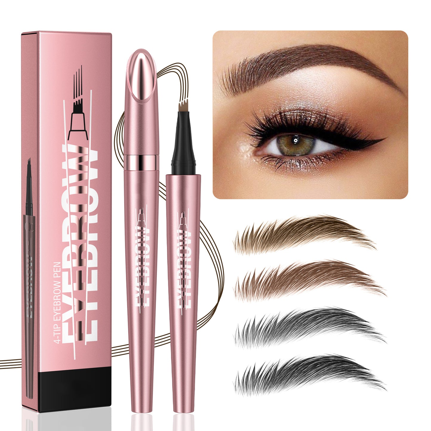 Pureyan New Waterproof Micro-Fork Eyebrow Pencil, Long-Lasting Brow Pen for Natural Hair-Like Strokes