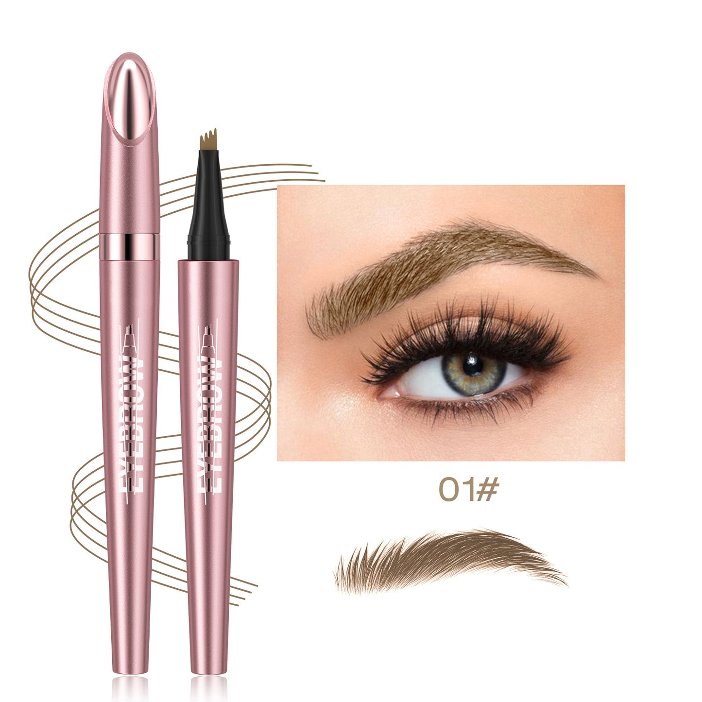 Pureyan New Waterproof Micro-Fork Eyebrow Pencil, Long-Lasting Brow Pen for Natural Hair-Like Strokes