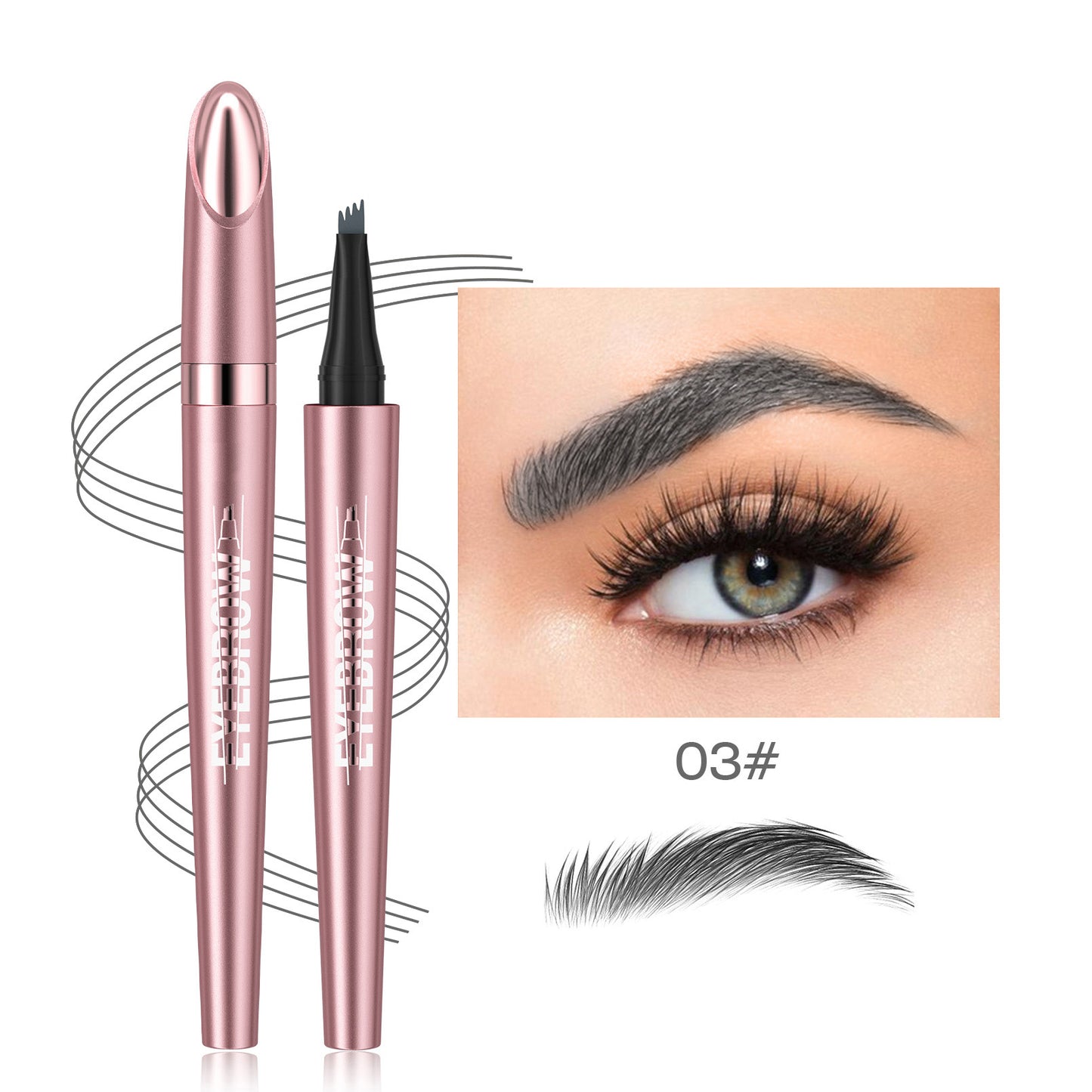 Pureyan New Waterproof Micro-Fork Eyebrow Pencil, Long-Lasting Brow Pen for Natural Hair-Like Strokes