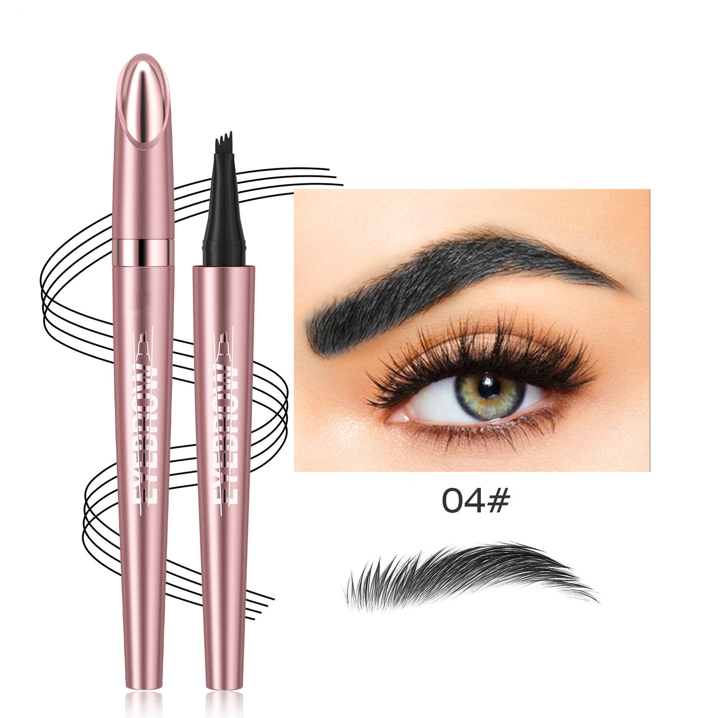 Pureyan New Waterproof Micro-Fork Eyebrow Pencil, Long-Lasting Brow Pen for Natural Hair-Like Strokes