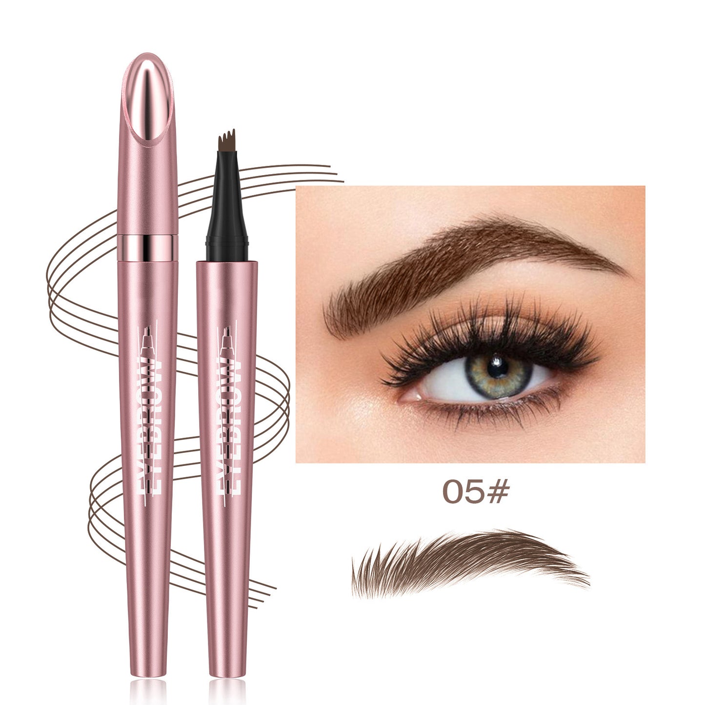 Pureyan New Waterproof Micro-Fork Eyebrow Pencil, Long-Lasting Brow Pen for Natural Hair-Like Strokes